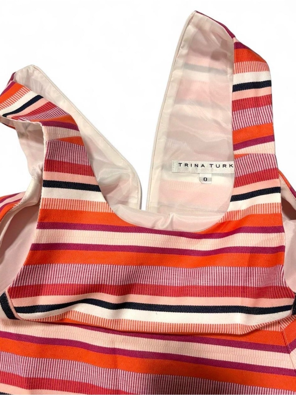 Trina Turk Pink, Orange & Navy Striped Tank Dress